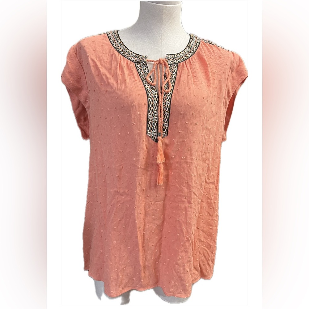 Dr2 Women's Coral Top with Embellished Neckline